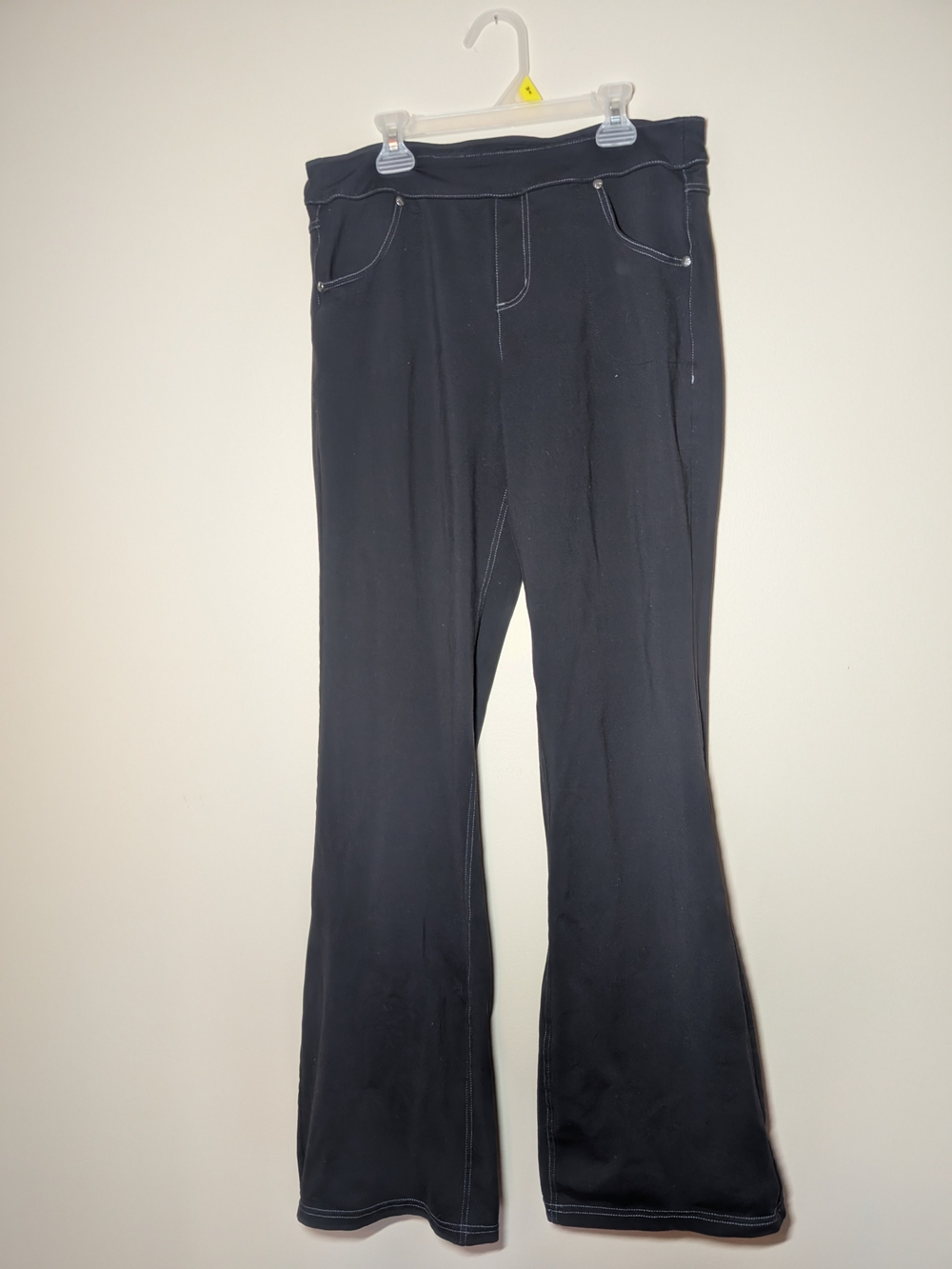 Athleta Black Pull-On Flare Yoga Pants Stretch Nylon/Spandex L Tall Faux Jean
